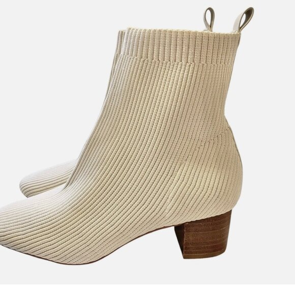 JOIE Neely Ribbed Stretch Sock Ankle Heeled Boot Neutral Women's size 8M - Picture 3 of 8